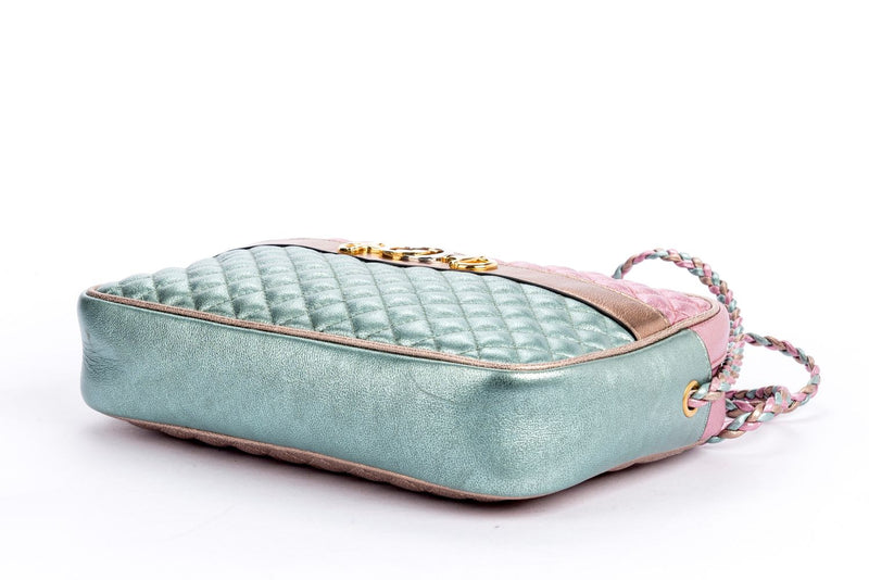 Gucci Laminate Shoulder Bag, Quilted Pink Metallic & Blue Metallic