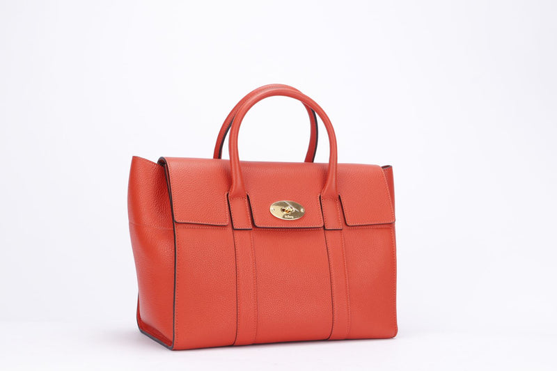 Mulberry Bayswater Orange Leather Bag, with Strap & Dust Cover