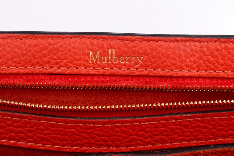 Mulberry Bayswater Orange Leather Bag, with Strap & Dust Cover