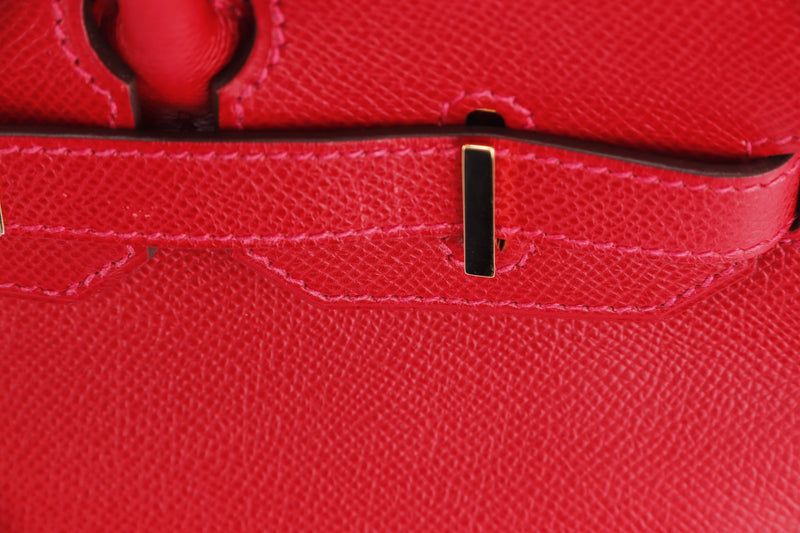 Hermes Birkin 30, Stamp Q, Rouge Casaque Color, Epsom Leather, Gold Hardware, with Dust Cover
