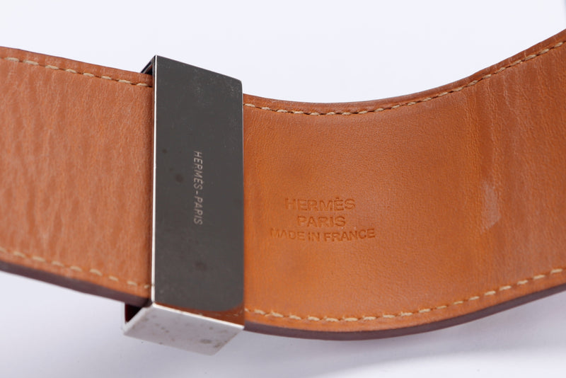Hermes CDC Bracelet (Stamp A), Marron Leather, Silver Hardware, no Dust Cover & Box