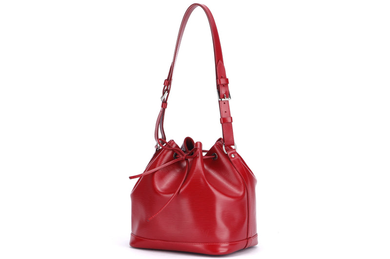 Louis Vuitton Petit Néonoé Red Epi Leather Bucket Bag (TJ1183), Silver Hardware, with Dust Cover