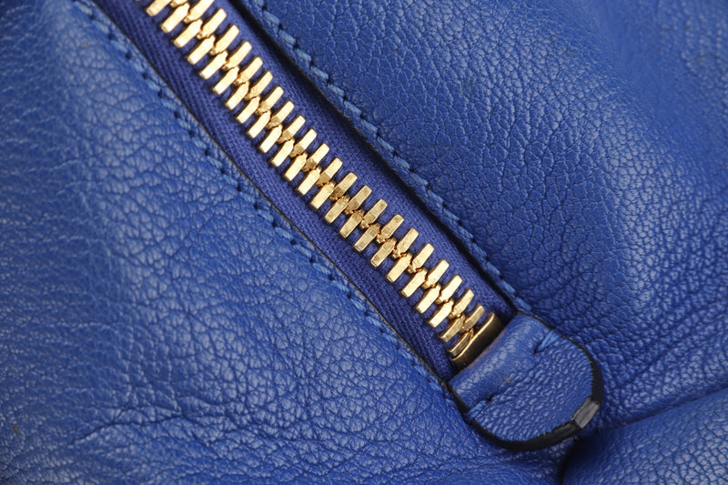 Miu Miu Blue Leather Zippy Bag, with Strap & Dust Cover