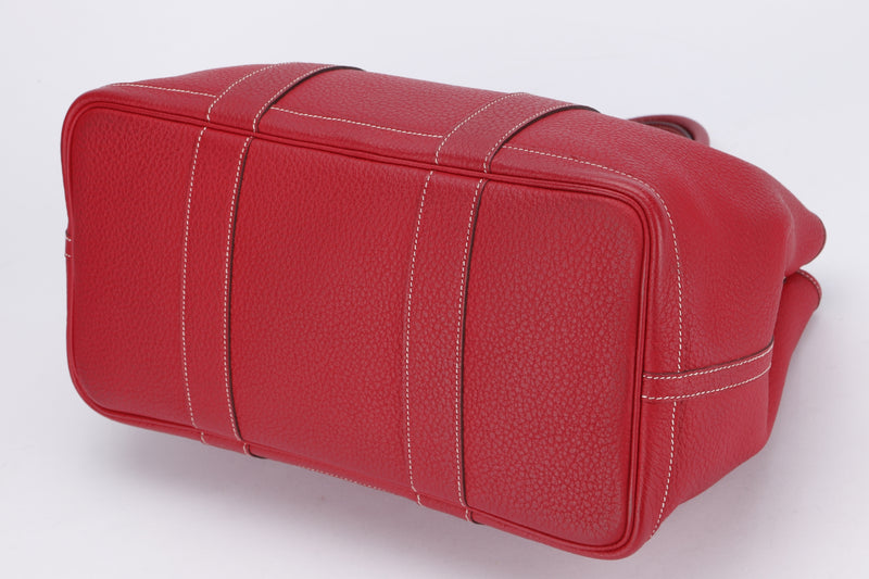 Hermes Garden Party 36cm (Stamp P) Rouge Casaque Negonda Leather, Silver Hardware, with Dust Cover