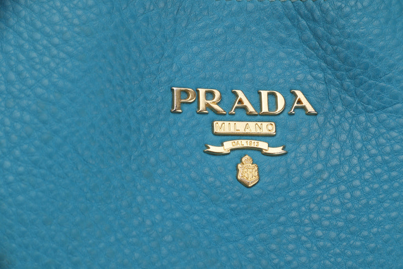PRADA 2M1062 SAFFIANO BLEU SHOULDER BAG, WITH CARD, NO DUST COVER