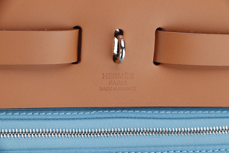 Hermès - Authenticated Herbag Handbag - Leather Blue Plain for Women, Very Good Condition