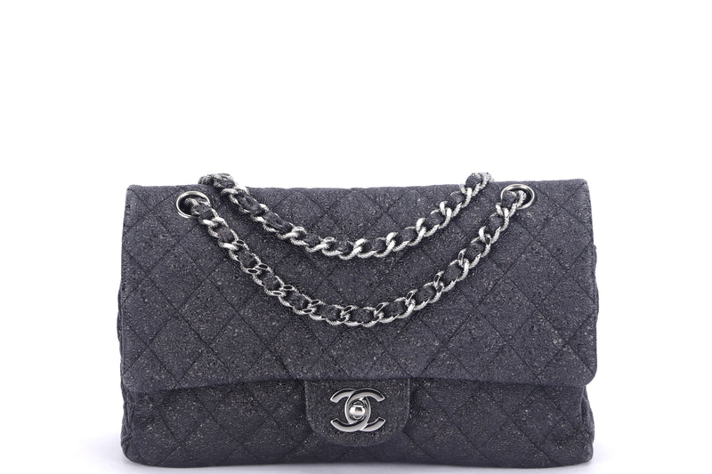 CHANEL TWISTED TOTE GLAZED (1300xxxx) MEDIUM BLACK CALFSKIN, SILVER  HARDWARE, WITH CARD, NO DUST COVER
