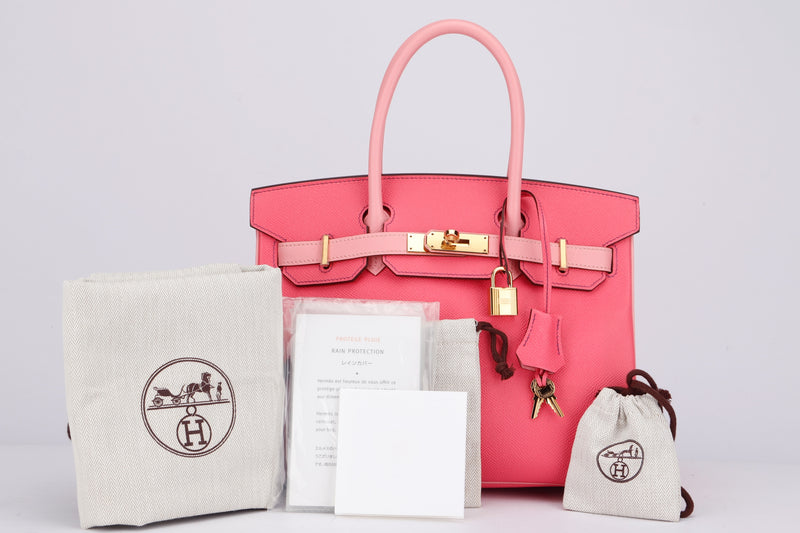 Hermès Horseshoe Stamp (HSS) Bicolor Gris Asphalte and Rose Azalee Birkin  30cm of Epsom Leather with Permabrass Hardware, Handbags & Accessories  Online, Ecommerce Retail