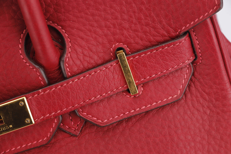 Birkin 30 leather handbag Hermès Red in Leather - 22131147