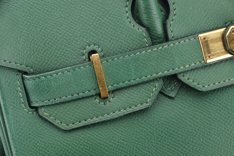 HERMES BIRKIN 30 (STAMP B (1998)) VERT BENGALE COURCHEVAL LEATHER GOLD HARDWARE, WITH KEYS, LOCK & DUST COVER