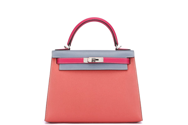 Hermes Kelly Sellier Tricolor Size 25 Etoupe/Halzan/Biscuit Epsom