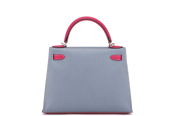 hermes kelly pochette depeches 25cm (stamp b) caban color togo leather  silver hardware, with dust cover & box