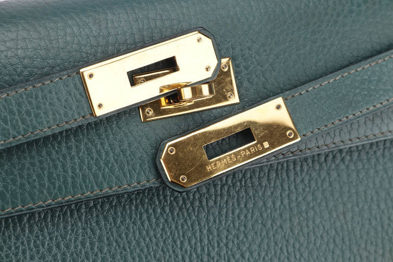 Hermes Green Togo Leather Gold Hardware Kelly Retourne 28 Bag