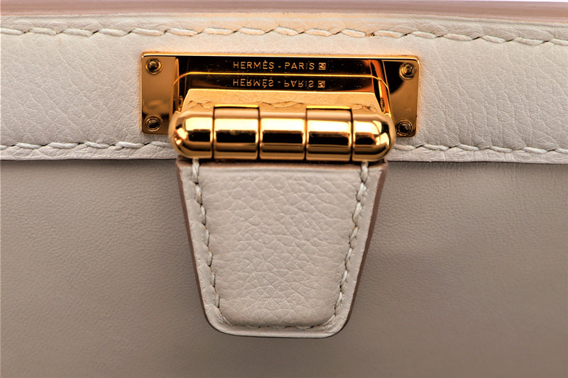 HERMES CONVOYEUR 26 (STAMP X (2016)) GRIS PERLE EVERCOLOR LEATHER GOLD HARDWARE, WITH DUST COVER