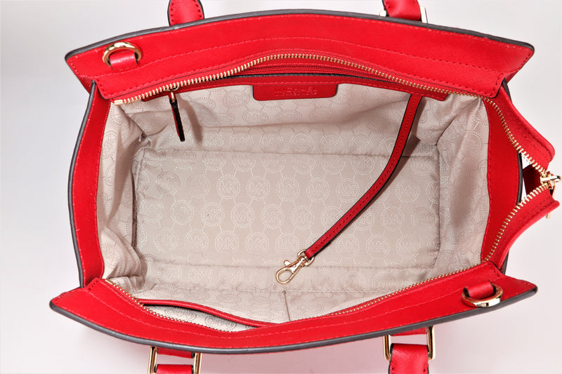MICHAEL KORS SELMA MAHOGANY TOTE BAG, WITH STRAP, NO DUST COVER