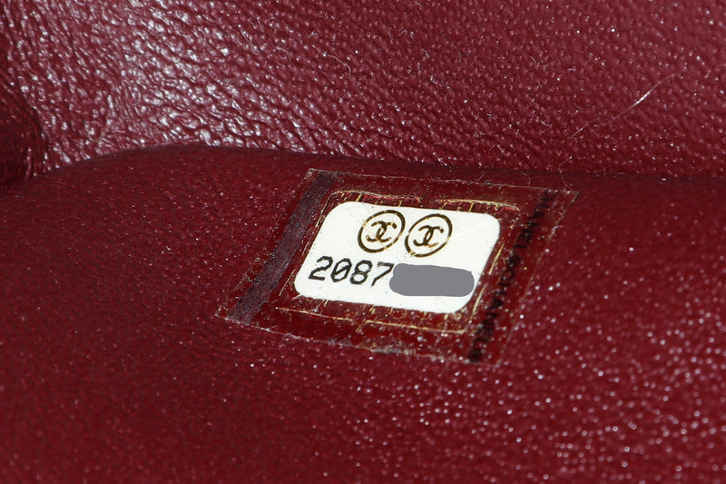 CHANEL CAMELLIA MEDIUM CLASSIC FLAP (2087xxxx) RETRO GOLD CHAIN, WITH CARD & DUST COVER