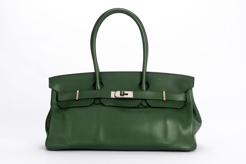 Hermes Shoulder Birkin 42cm (Stamp O) Dark Green Evergrain Leather, Silver  Hardware with Rain Coat, Lock, Dust Cover & Box