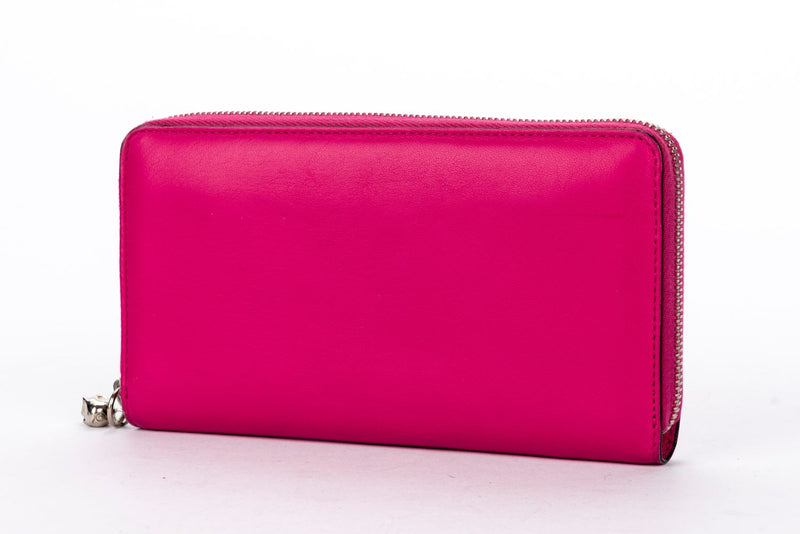 Alexander McQueen Fuchsia Nappa Leather Zippy Wallet with Box
