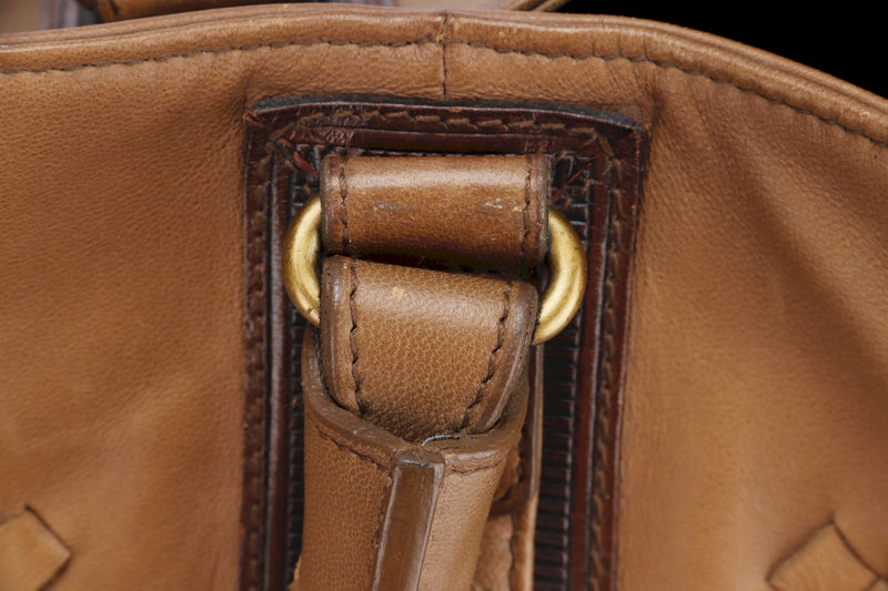 Bottega Veneta Tote Bag, Light Brown Color Leather, Green Color Interior