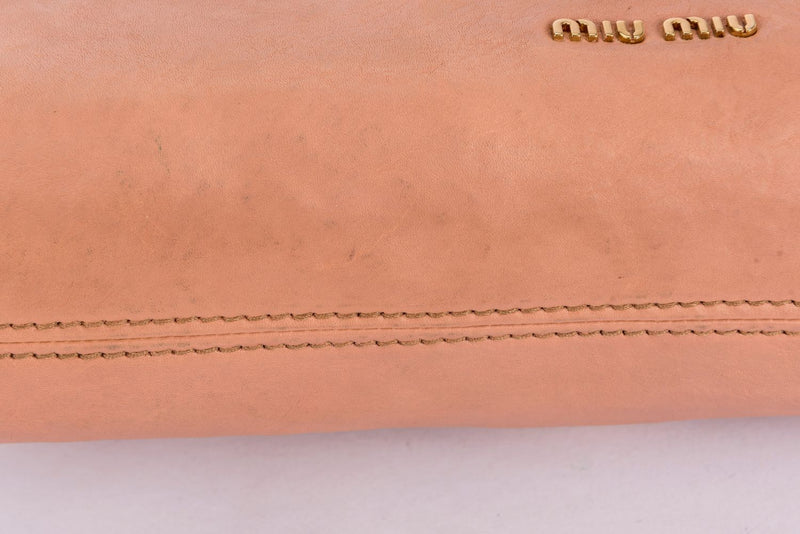 MIU MIU Peach Color Large Leather Clutch
