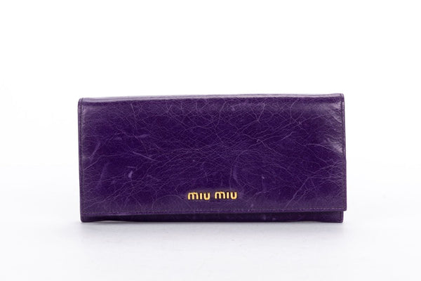 MIU MIU 紫色皮革长款钱包