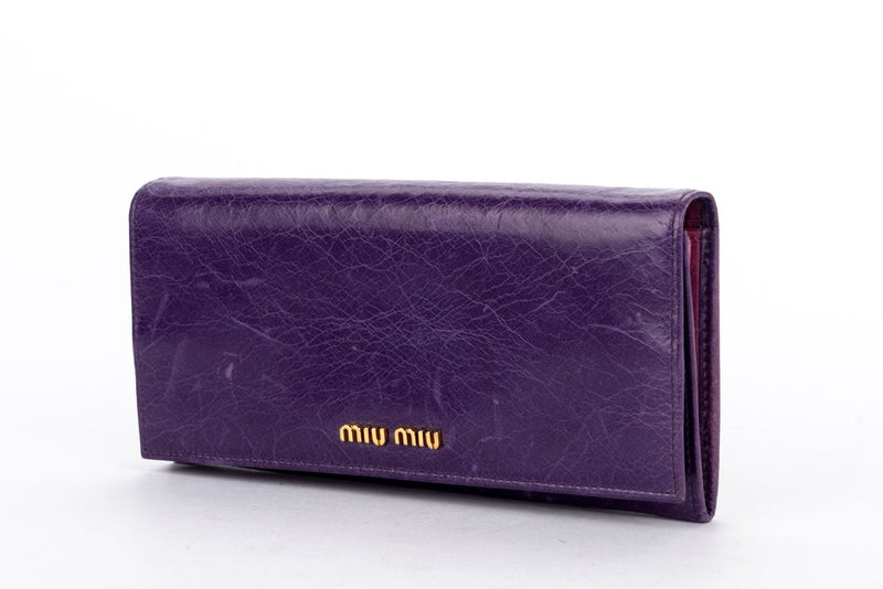 MIU MIU 紫色皮革长款钱包
