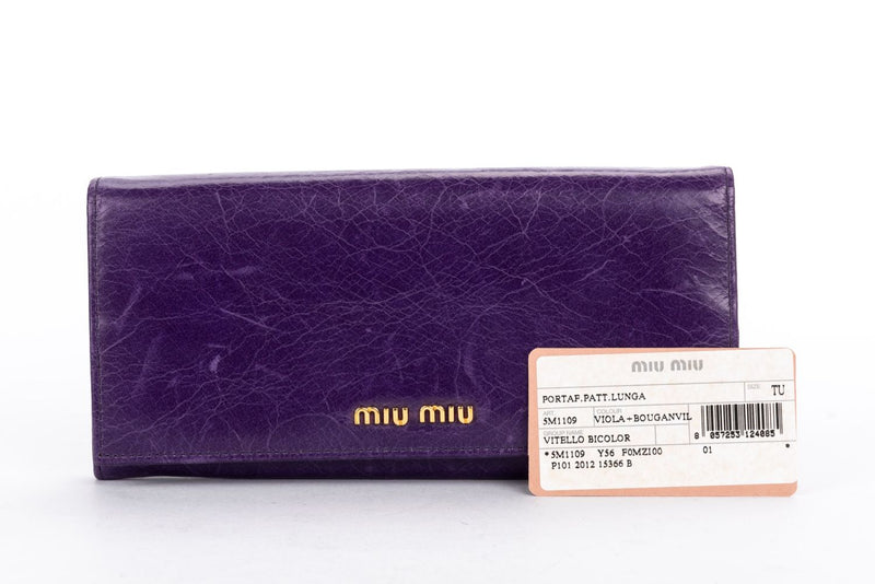 MIU MIU Purple Leather Long Wallet, with Card