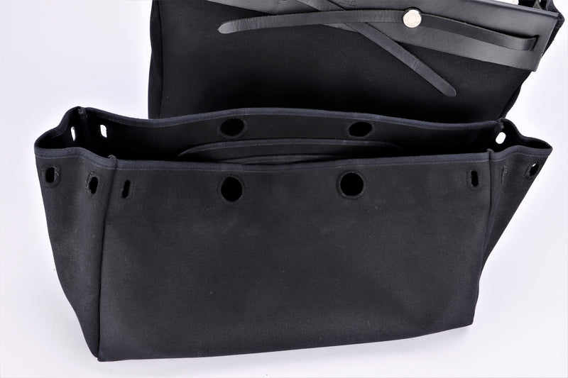 HERMES CABAG BLACK CANVAS WITH LARGE CANVAS BAG, WITH DUST COVER