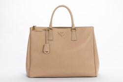 Prada BN1802 Saffiano Lux Hand Bag, Sabbia Light Cafe Color, with Dust Cover