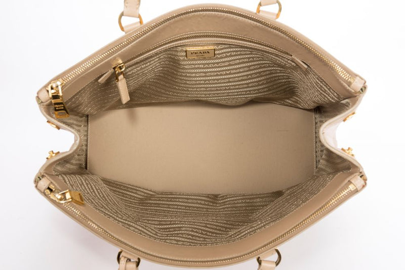 Prada Saffiano Double-Zip Executive Tote Bag with Strap, Light