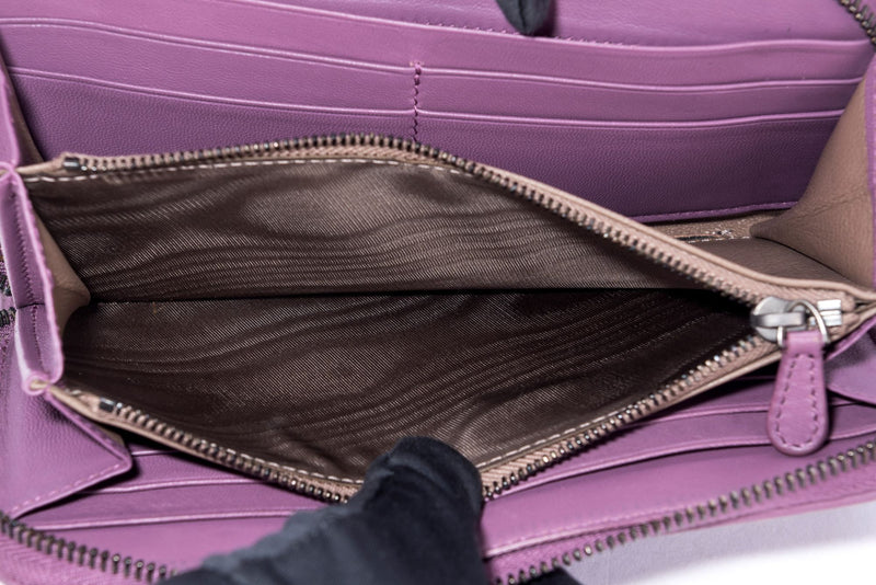 Bottega Veneta Purple Weave Leather Classic Long Zippy Wallet with Box, No Dust Cover