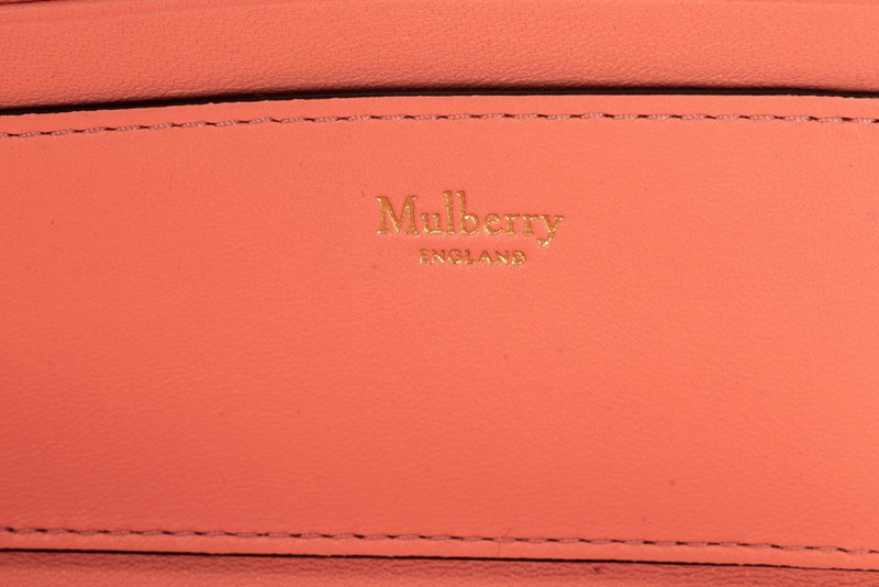 Mulberry 粉色压花 Icon L 形拉链钱包，带卡片包