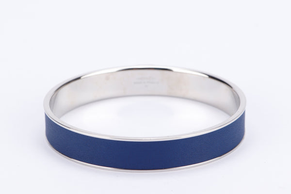 Hermes Blue X Silver Bangle, diameter 6.5cm, with Dust Cover & Box