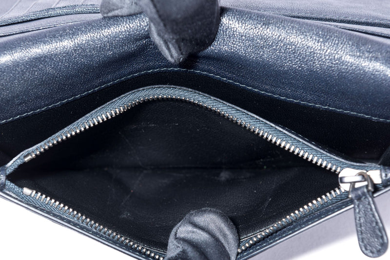 Bottega Veneta Blue, Green, Black Intrecciato Long Flap Wallet with Dust Cover & Box
