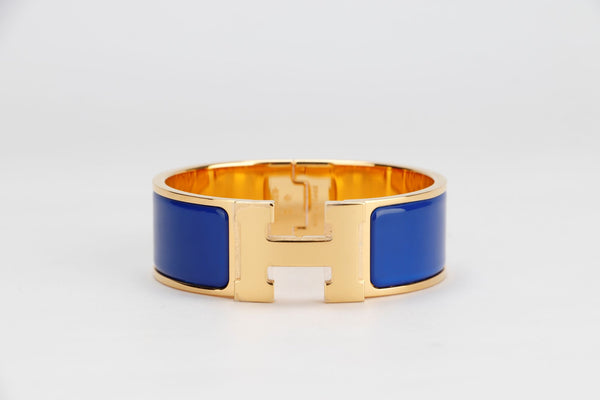 Hermes Clic Clac 2cm MM Size, Royal Blue Color, Gold Hardware, with Dust Cover & Box