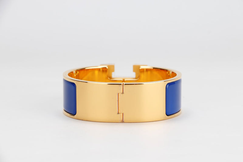 Hermes Enamel Clic Clac H Bracelet in Bleu Canard | MTYCI