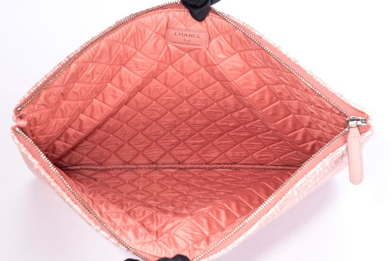 Chanel O Case Deauville Pink Color Canvas with Card & Dust Cover