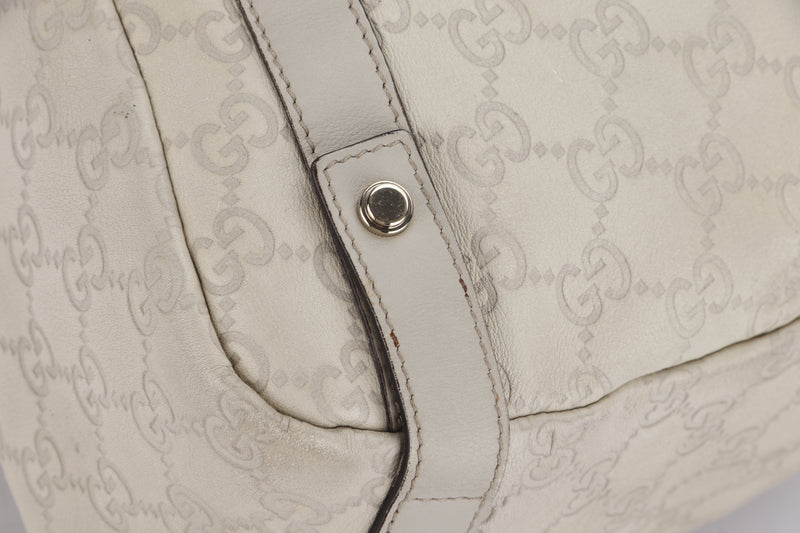 GUCCI FULL LEATHER LIGHT GREY MONOGRAM SHOULDER BAG (130736493402), WITH DUST COVER