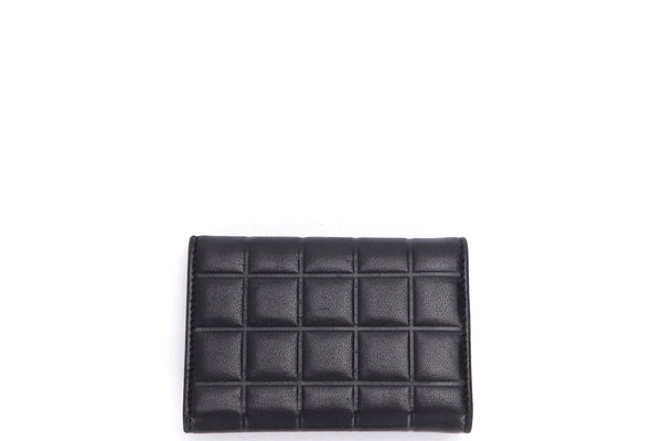 CHANEL VINTAGE BLACK COLOR LAMBSKIN CHECKED GHW KEY HOLDER (727xxxx), WITH BOX, NO CARD
