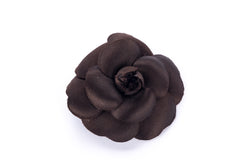 Chanel Camellia Brooch Satin Dark Brown Color, no Box