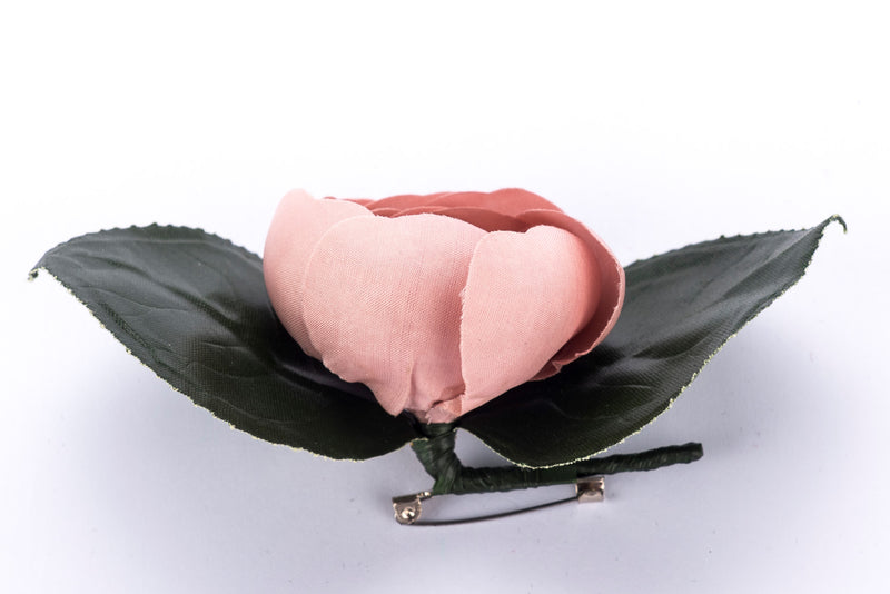 Chanel Camellia Brooch Light Pink with Green Leaf