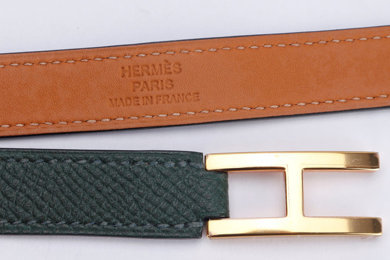 HERMES DOUBLE TOUR H BRACELET (STAMP X, T2) CANOPEE COLOR, WITH DUST COVER & BOX