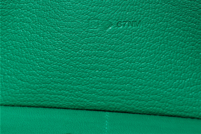 HERMES AZAP WALLET (STAMP R) GREEN MENTHE CHEVRE LEATHER, WITH DUST COVER & BOX