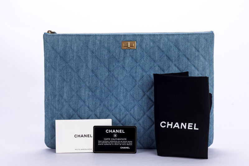 Chanel O Case Light Denim with Reissue Buckle with Card & Dust