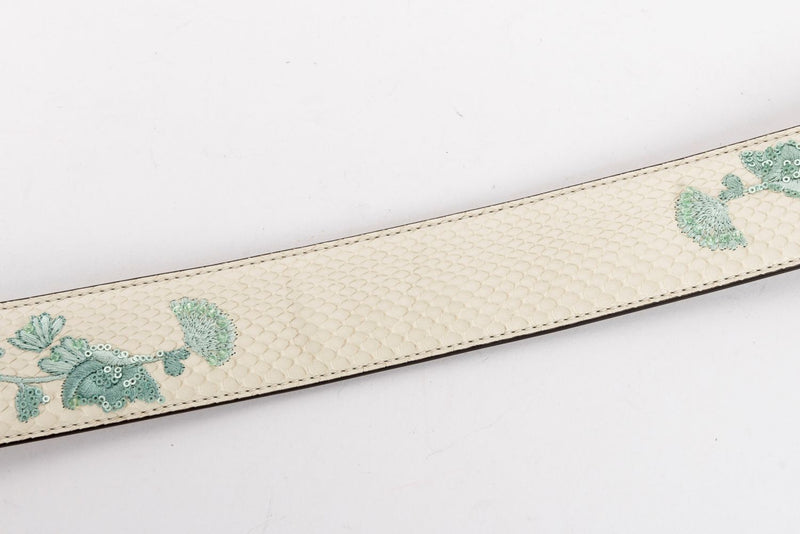 Fendi White Python with Embroidery Strap, Gold Hardware