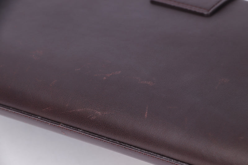 YSL BROWN CLUTCH CALF LEATHER, INSIDE SUEDE LEATHER, WITH DUST COVER