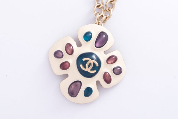 Chanel C58800 ,Y47216 , Z5898 , CC Logo White Flower Necklace, Gold Hardware with Dust Cover & Box