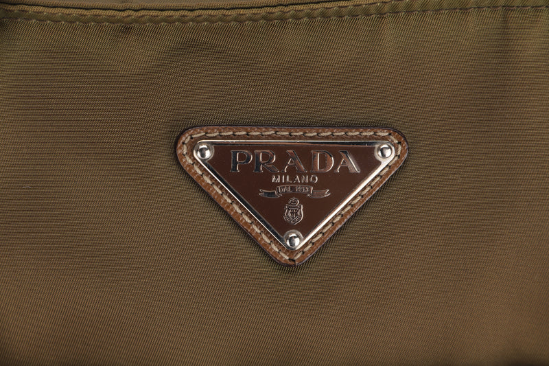 PRADA BR4338 BROWN NYLON TOTE BAG, WITH ZIPPER, CARD & DUST COVER