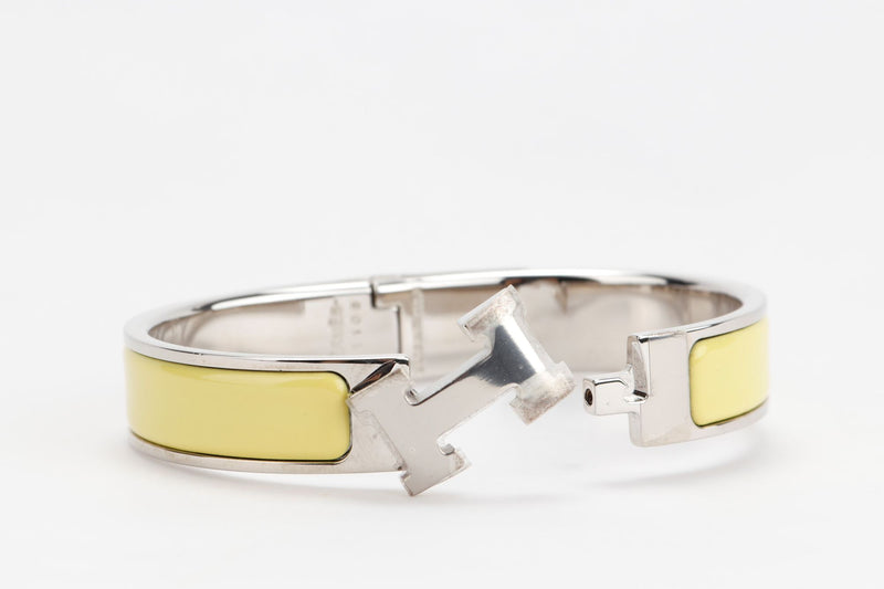 Hermes Clic Clac 1cm PM Size, Citron Yellow Color, Silver Hardware, with Box
