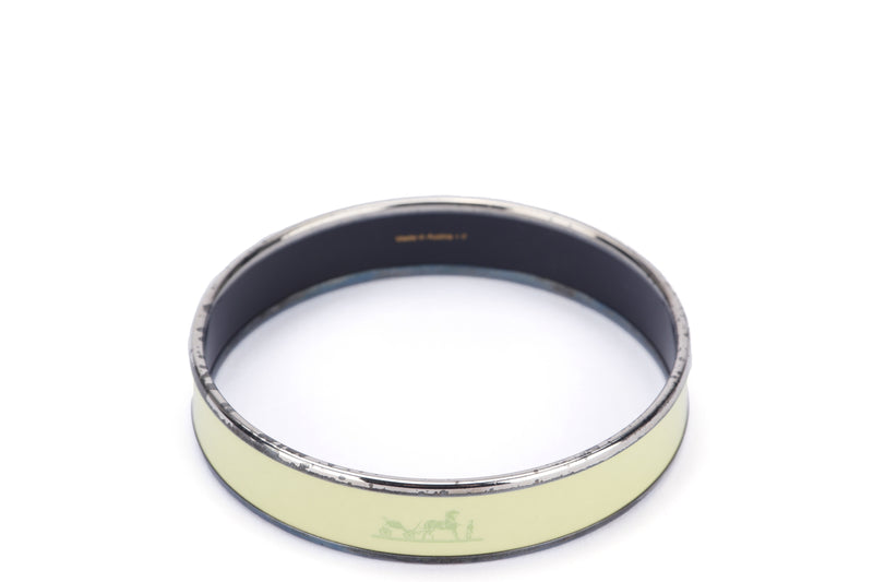 Hermes Bangle (F) GM Size, Green X Silver Color, no Box